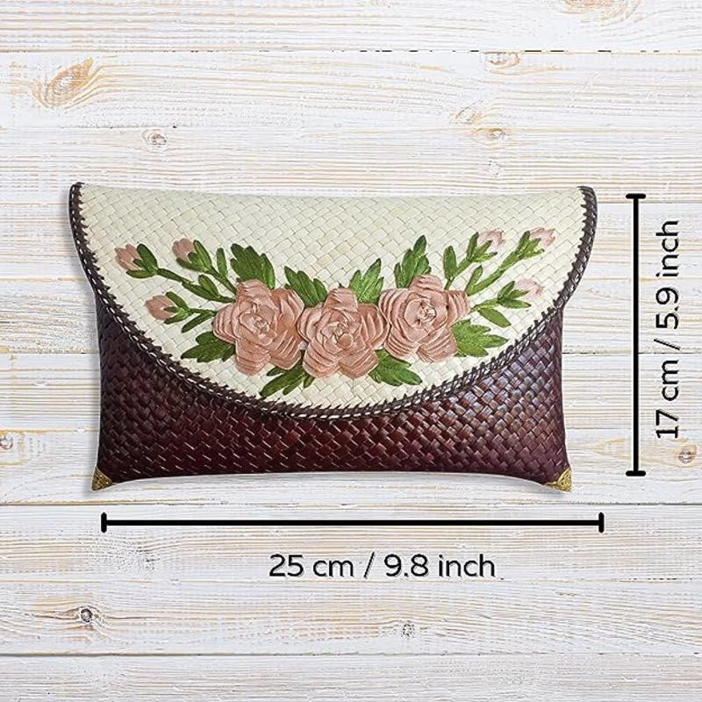 Bamboo Straw Clutch Purse Handwoven Envelope Retro Straw Handbag Raffia … - Picture 2 of 7